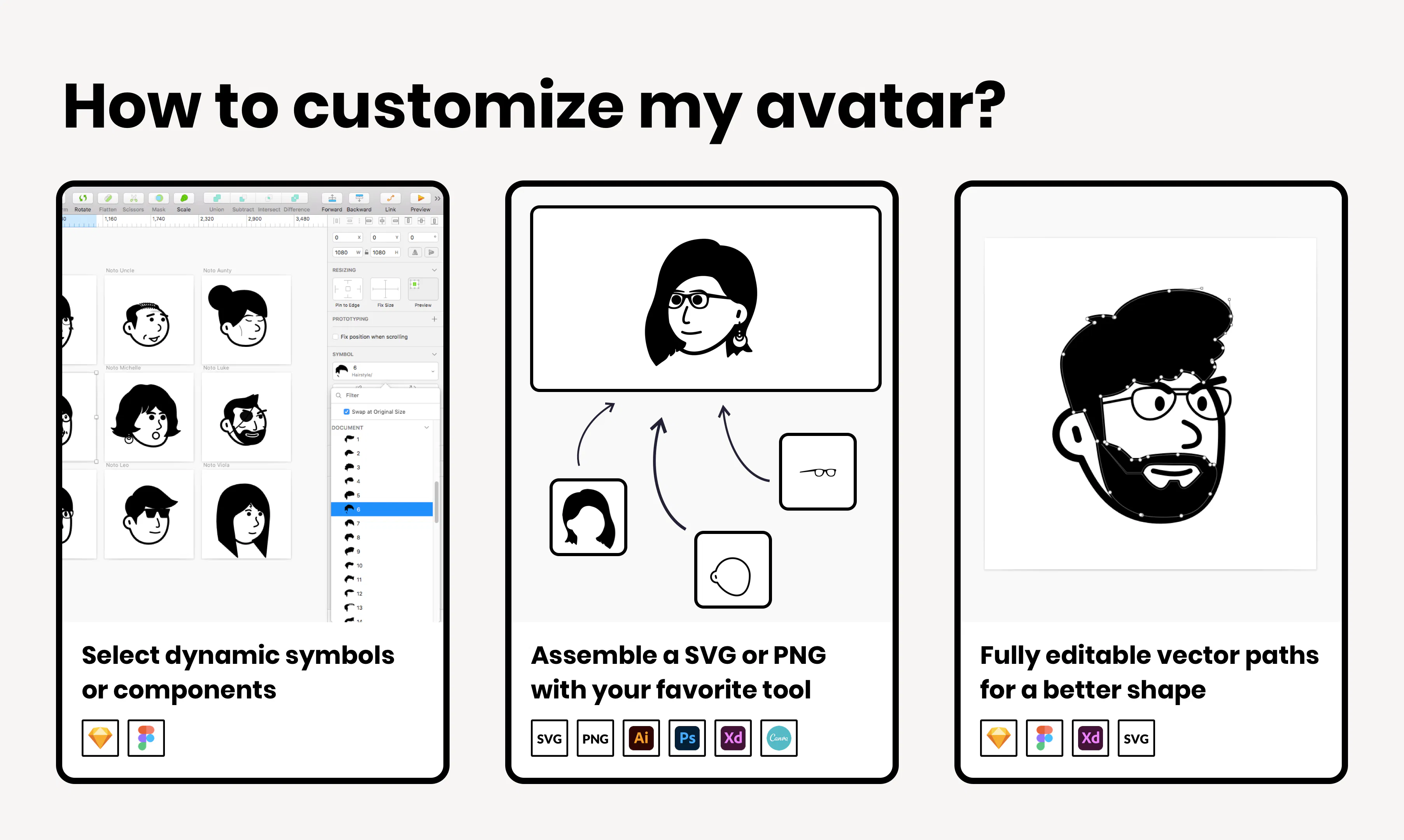 Noto: Create a Notion-style avatar with 120+ mix-and-match items ...