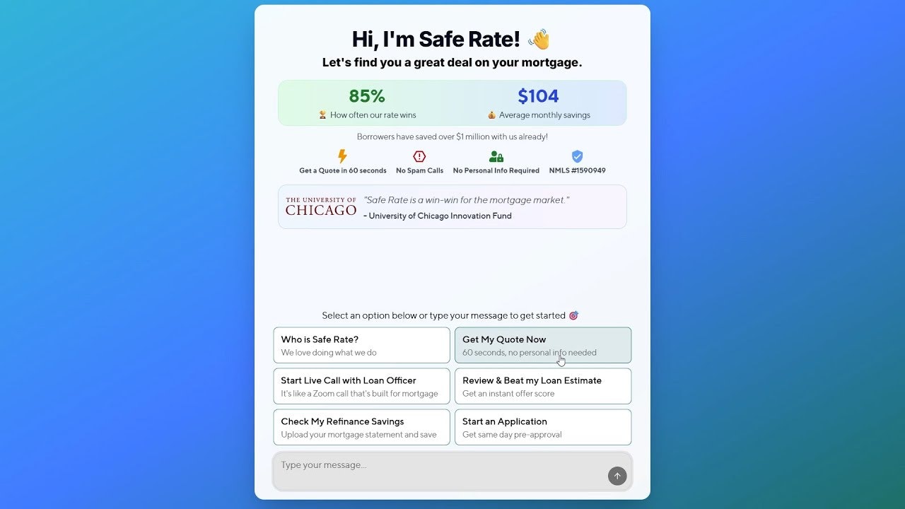 SafeRate: AI chat-native mortgage lender gallery image