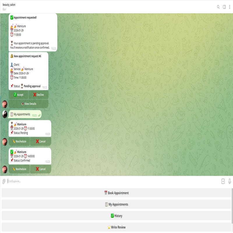 Beauty Salon Appointment Bot - Screenshot 5 showing product features and functionality