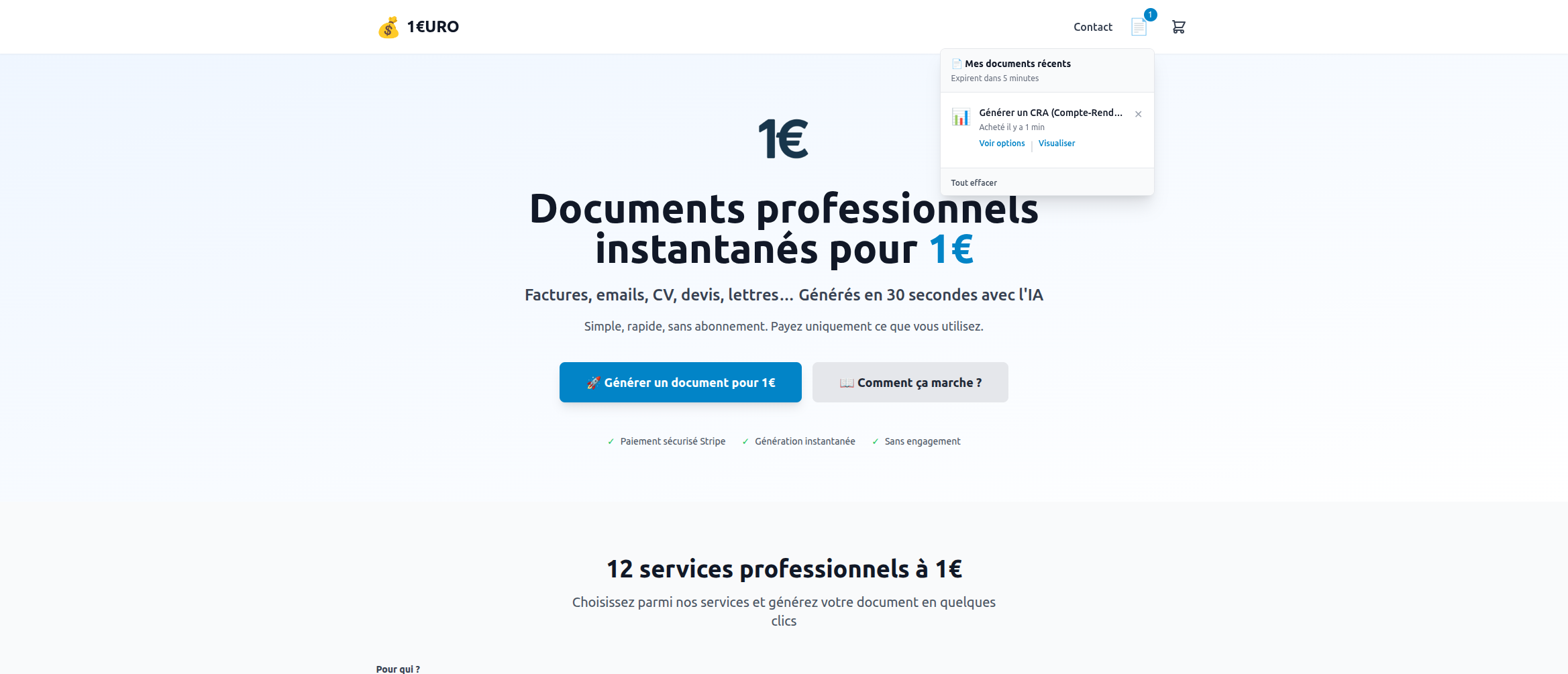 1€URO - Main product screenshot demonstrating key features and user interface