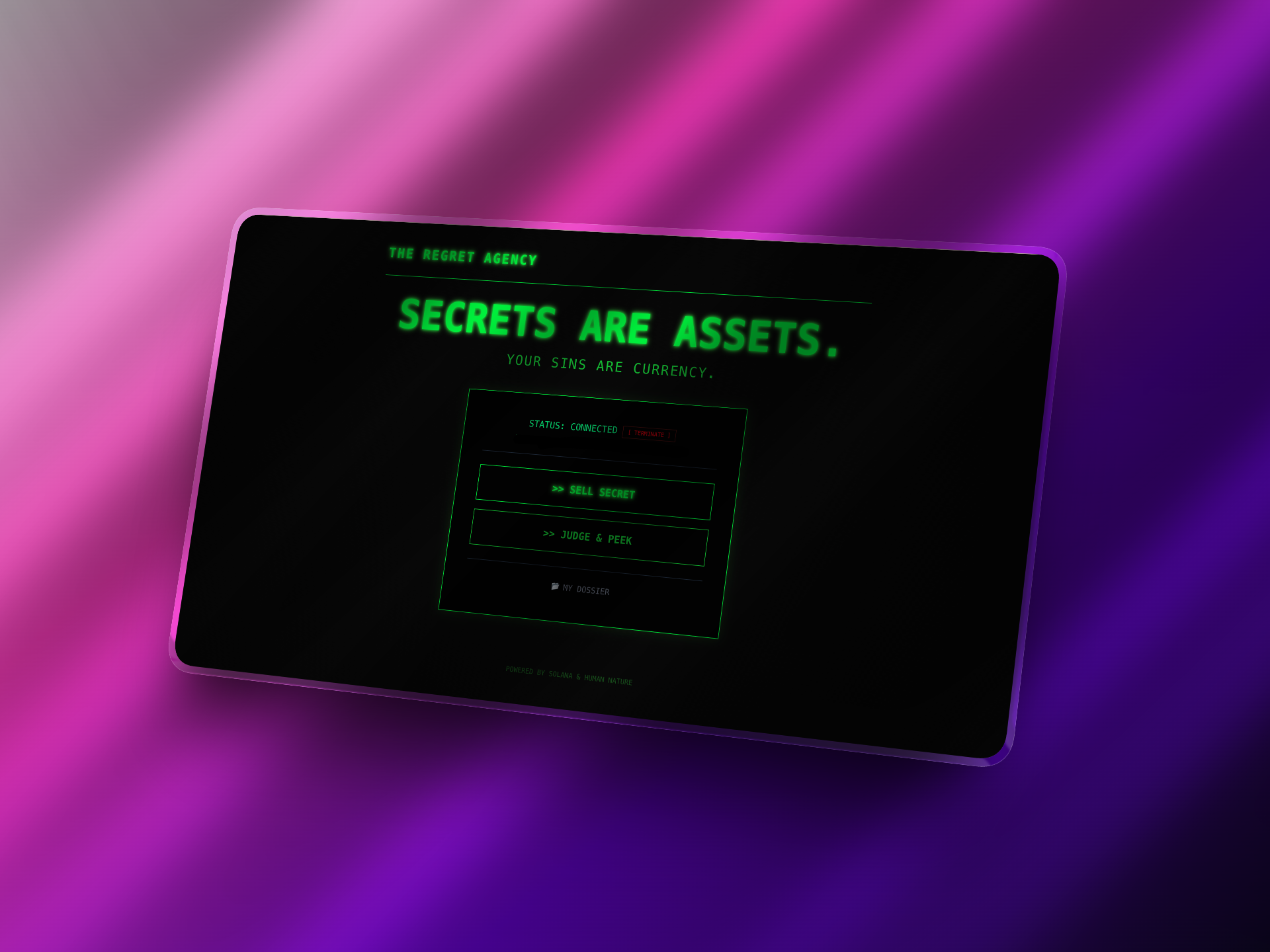 The Regret Agency - Screenshot 3 showing product features and functionality