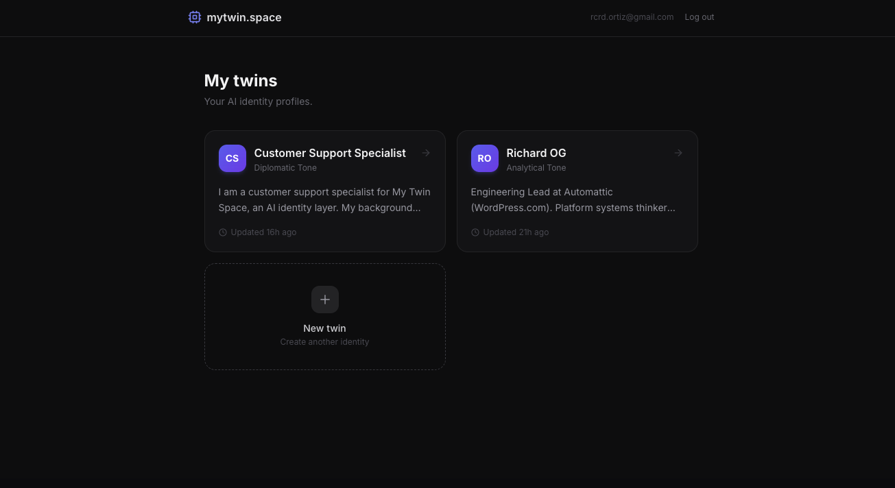 My Twin Space - Main product screenshot demonstrating key features and user interface