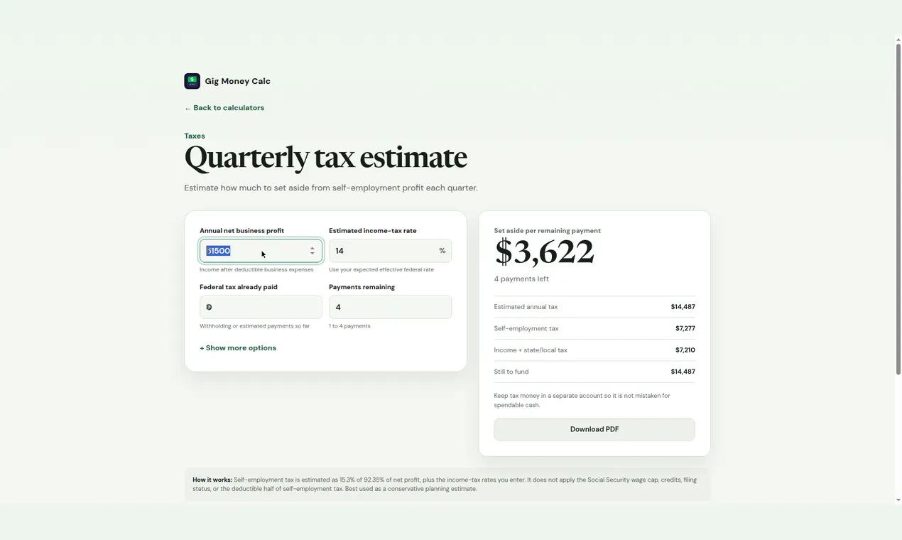 GigMoneyCalc gallery image