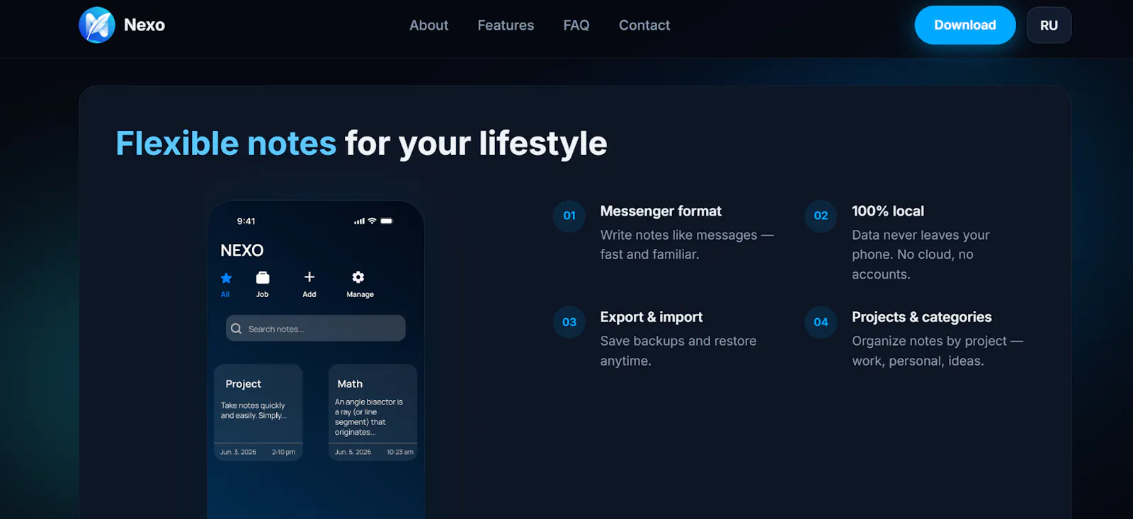 Nexo — Notes in Messenger Format screenshot 5
