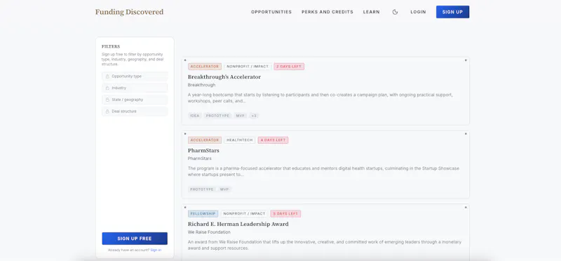Funding Discovered screenshot 2