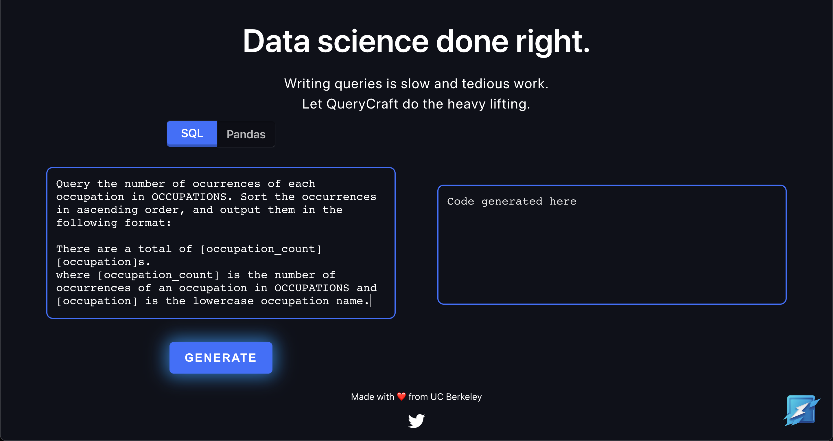 Querycraft - Generazione di query LightSpeed ​​per SQL e PANDAS media 3