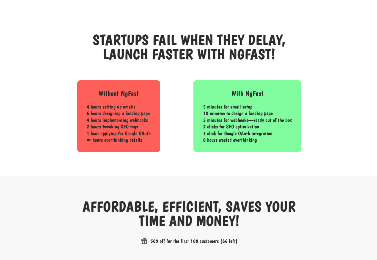 Ngfast - Piara della caldaia angolare per la costruzione di saas, landing page media 2