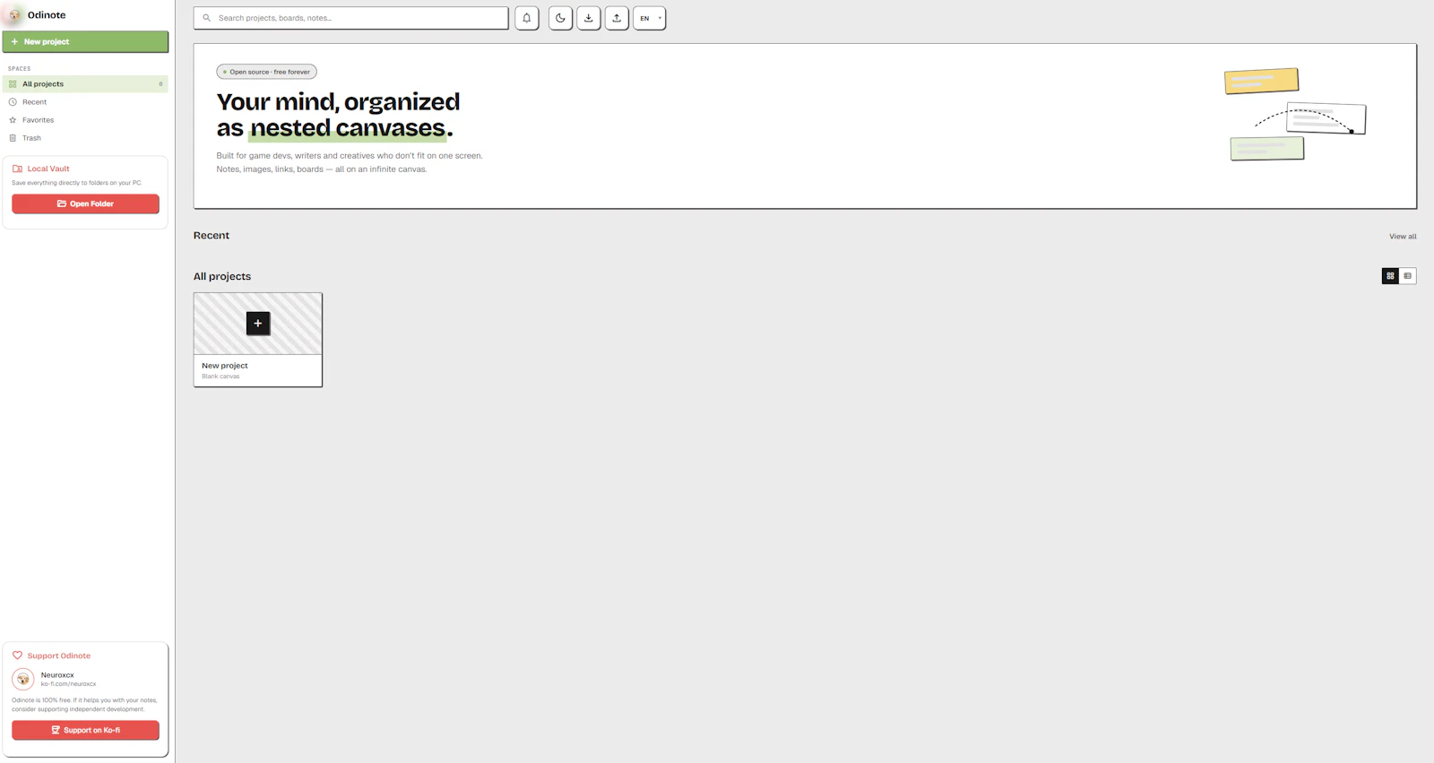 Odinote — Your Mind in Infinite Canvases screenshot 1