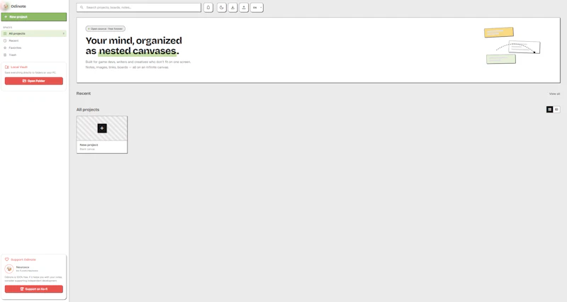 Odinote — Your Mind in Infinite Canvases screenshot 1
