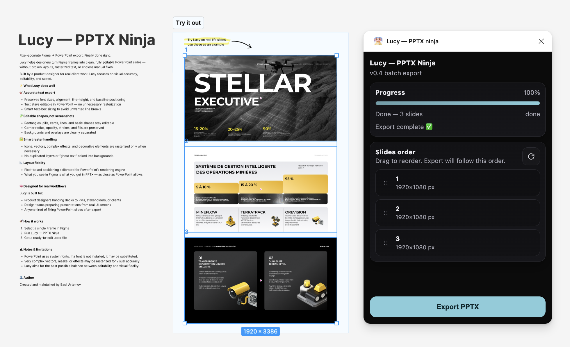 Lucy — the PPTX ninja - Screenshot 2 showing product features and functionality
