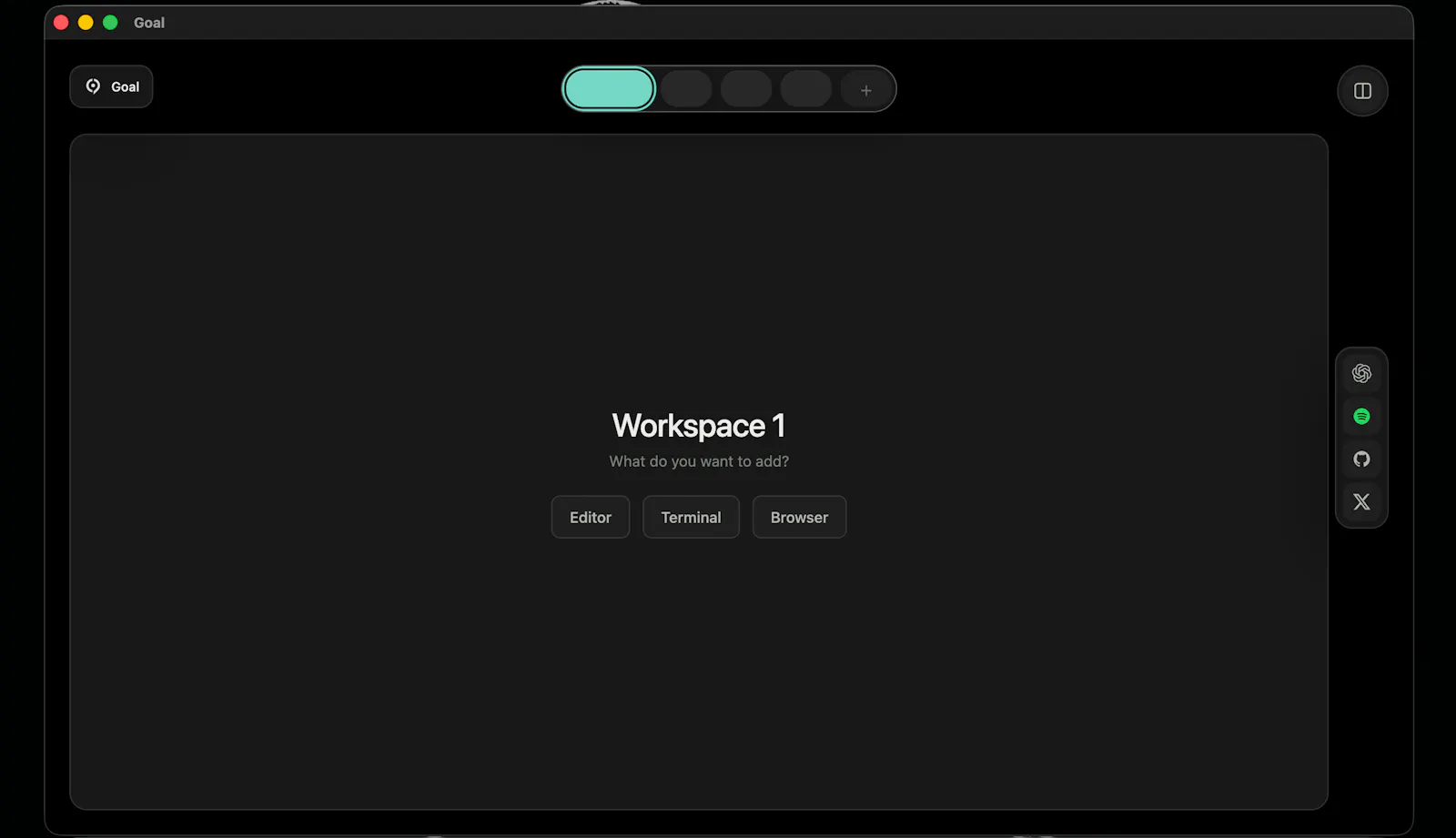 Goal — one workspace. screenshot 2