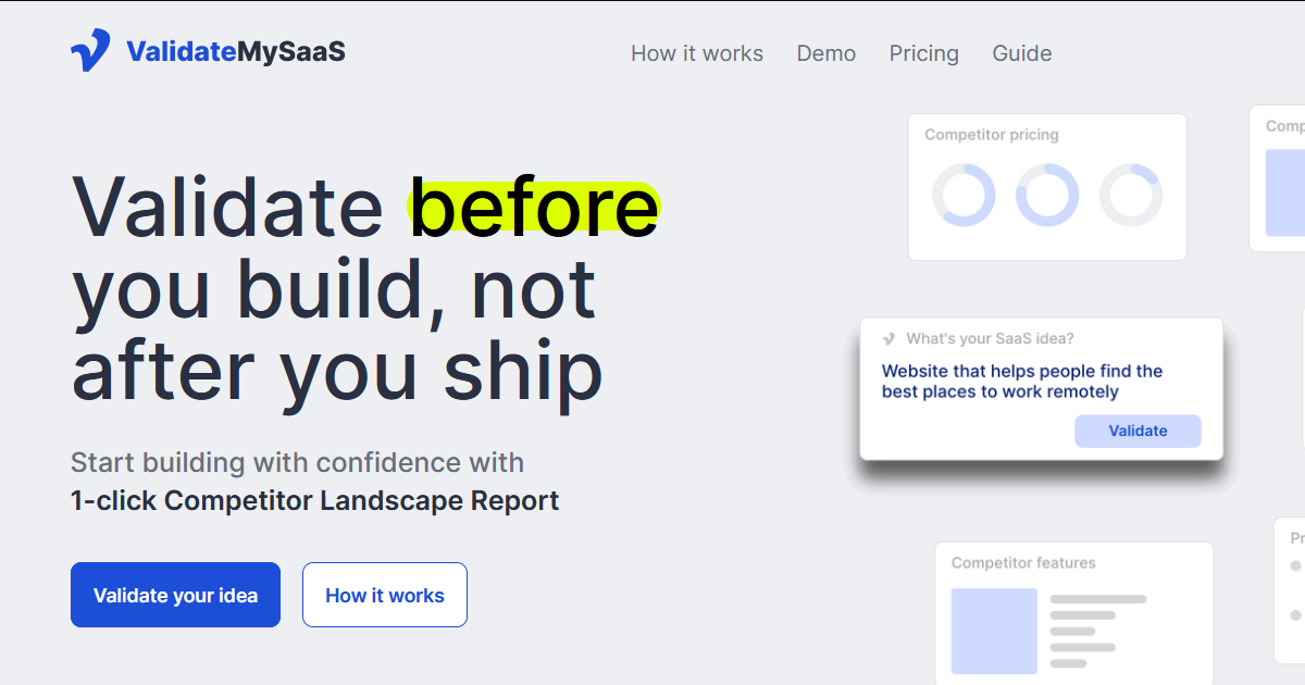 validate-my-saas - Validate before you build, not after you ship