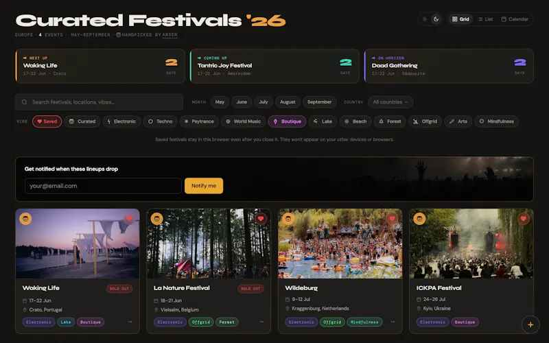 Curated Festivals '26 screenshot 2