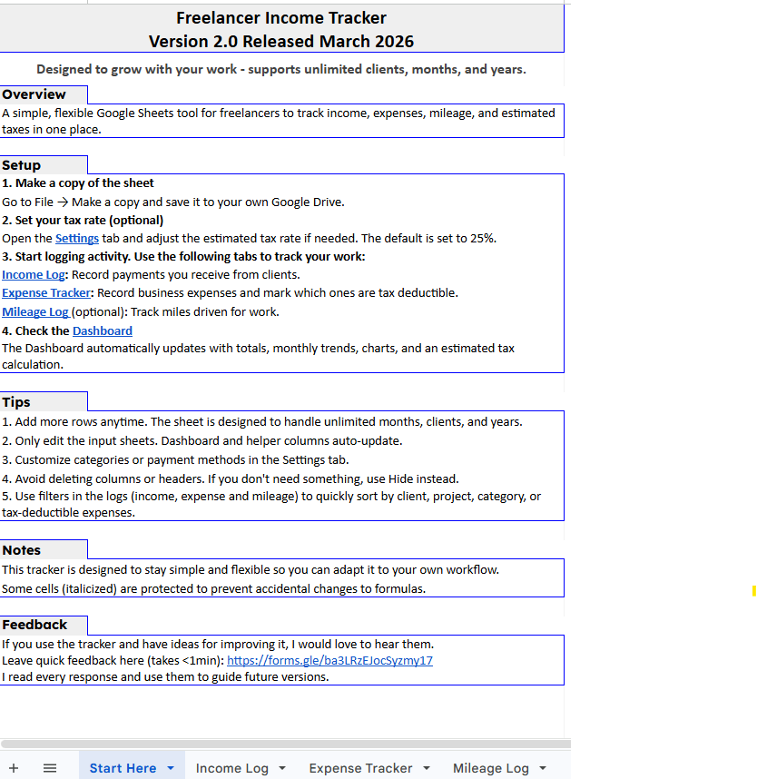 Freelancer Income Tracker Google Sheets gallery image