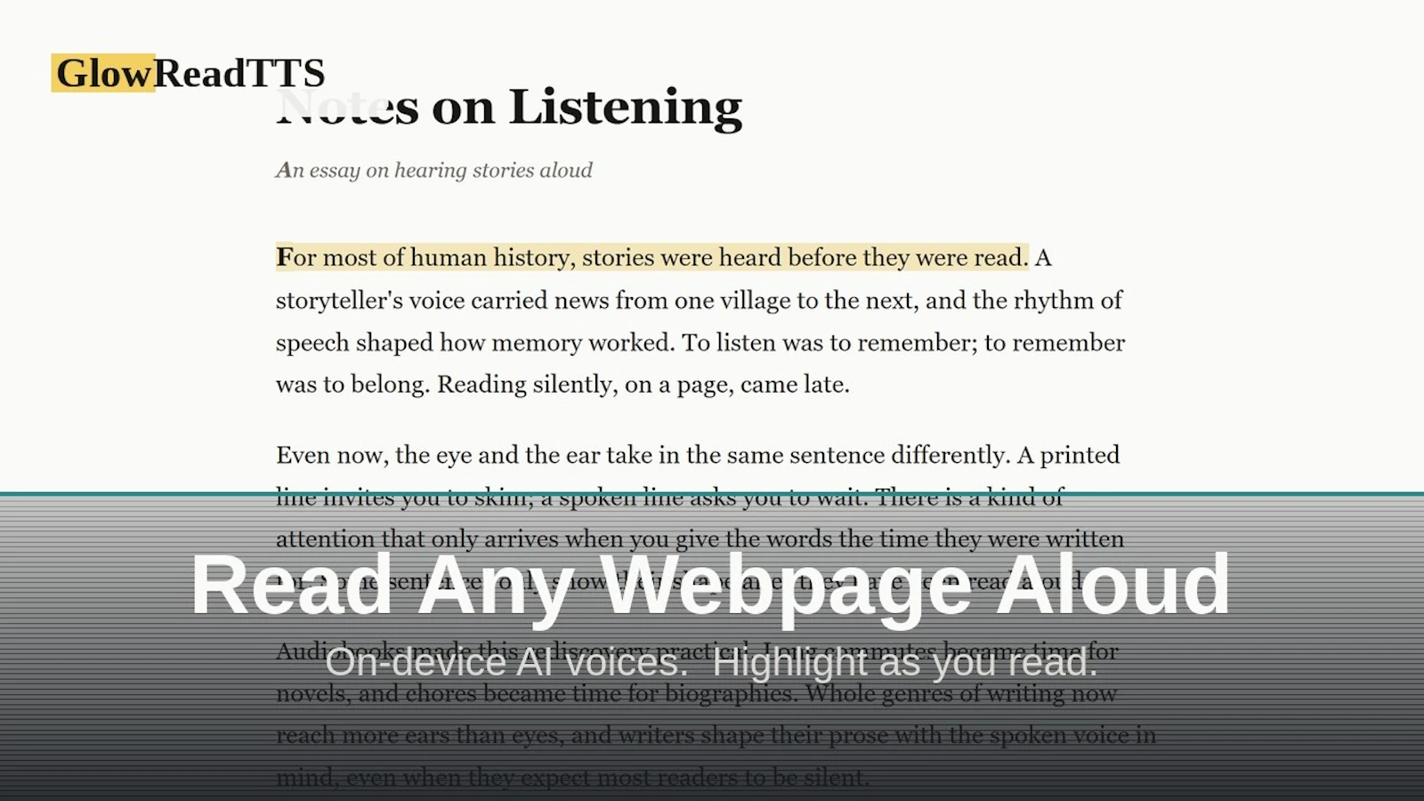 GlowReadTTS screenshot 1 (video preview)