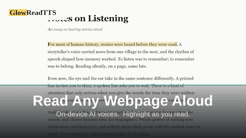 GlowReadTTS screenshot 1 (video preview)