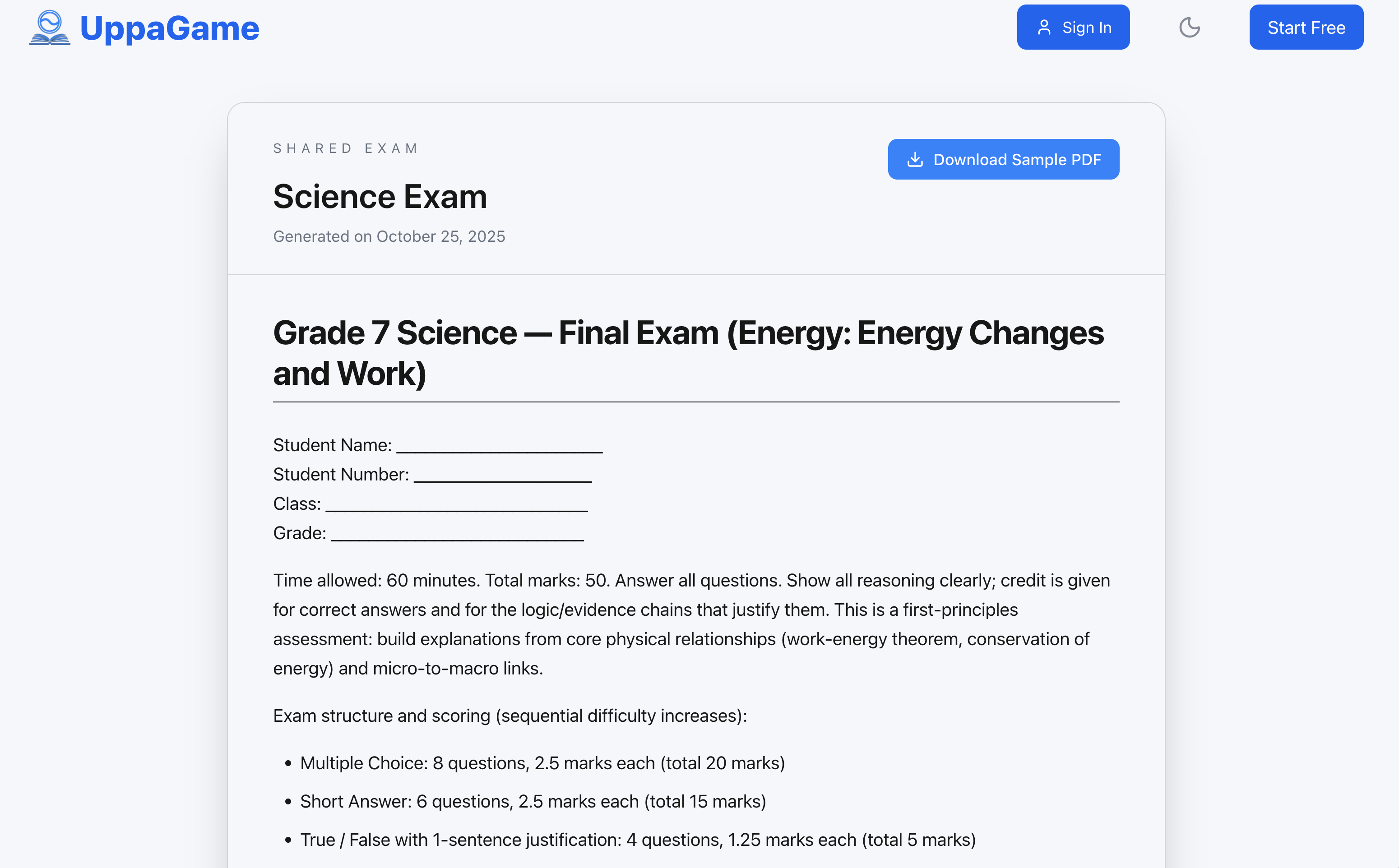UppaGame - Screenshot 2 showing product features and functionality