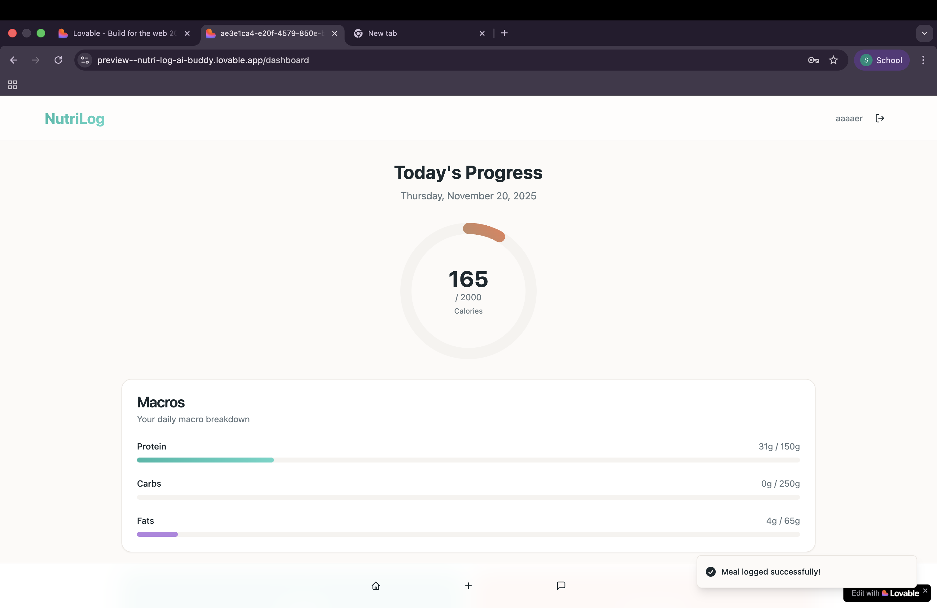 Nutri Log  - Screenshot 2 showing product features and functionality