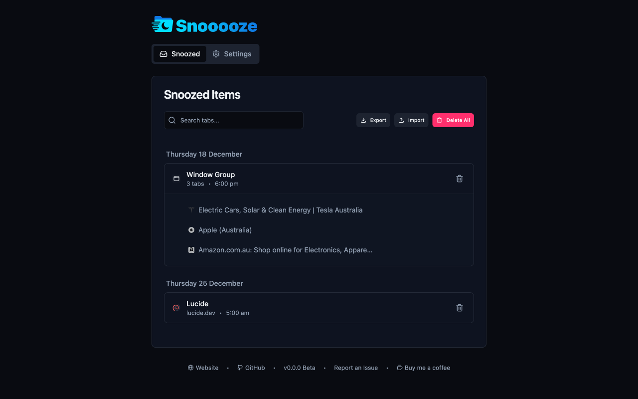 Snooooze - Screenshot 3 showing product features and functionality
