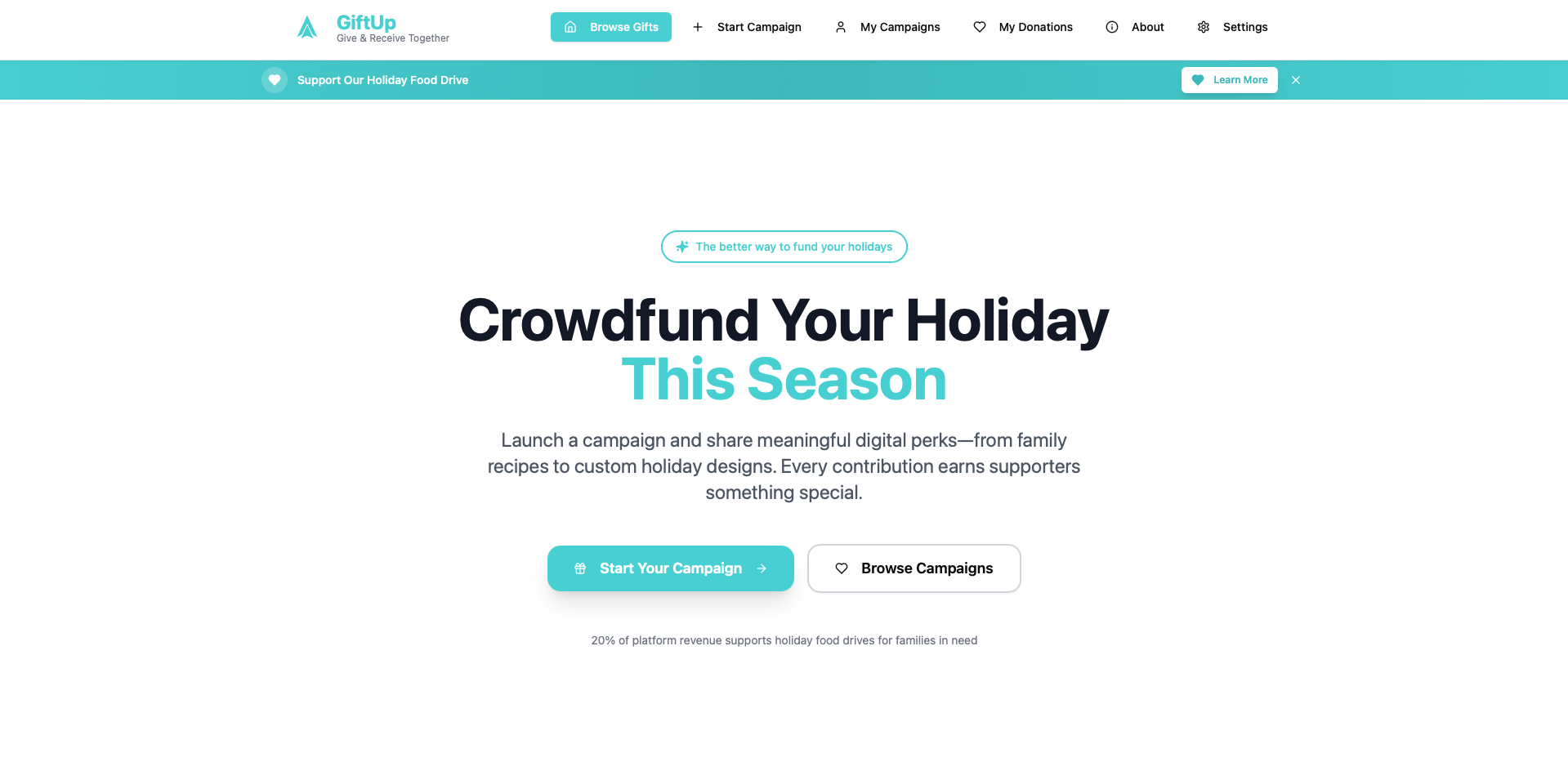 GiftUp - Main product screenshot demonstrating key features and user interface