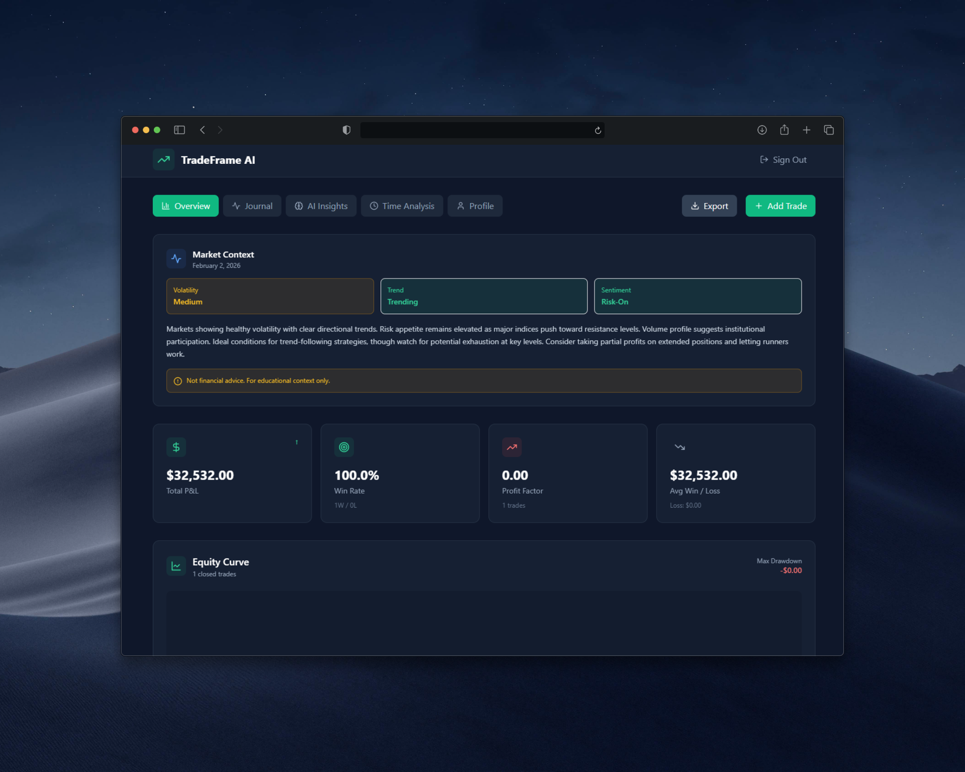 TradeFrameAI - Screenshot 2 showing product features and functionality
