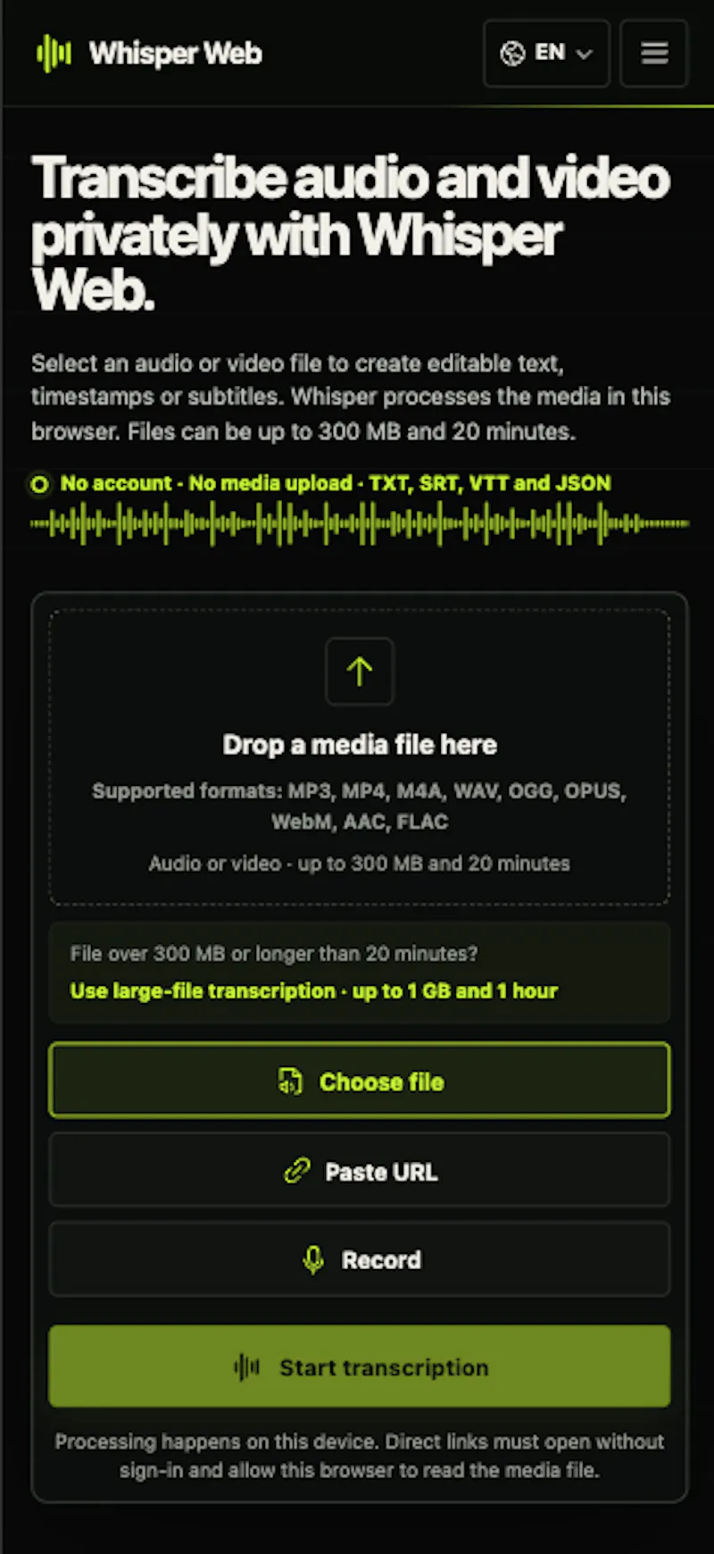 Whisper Web screenshot 2