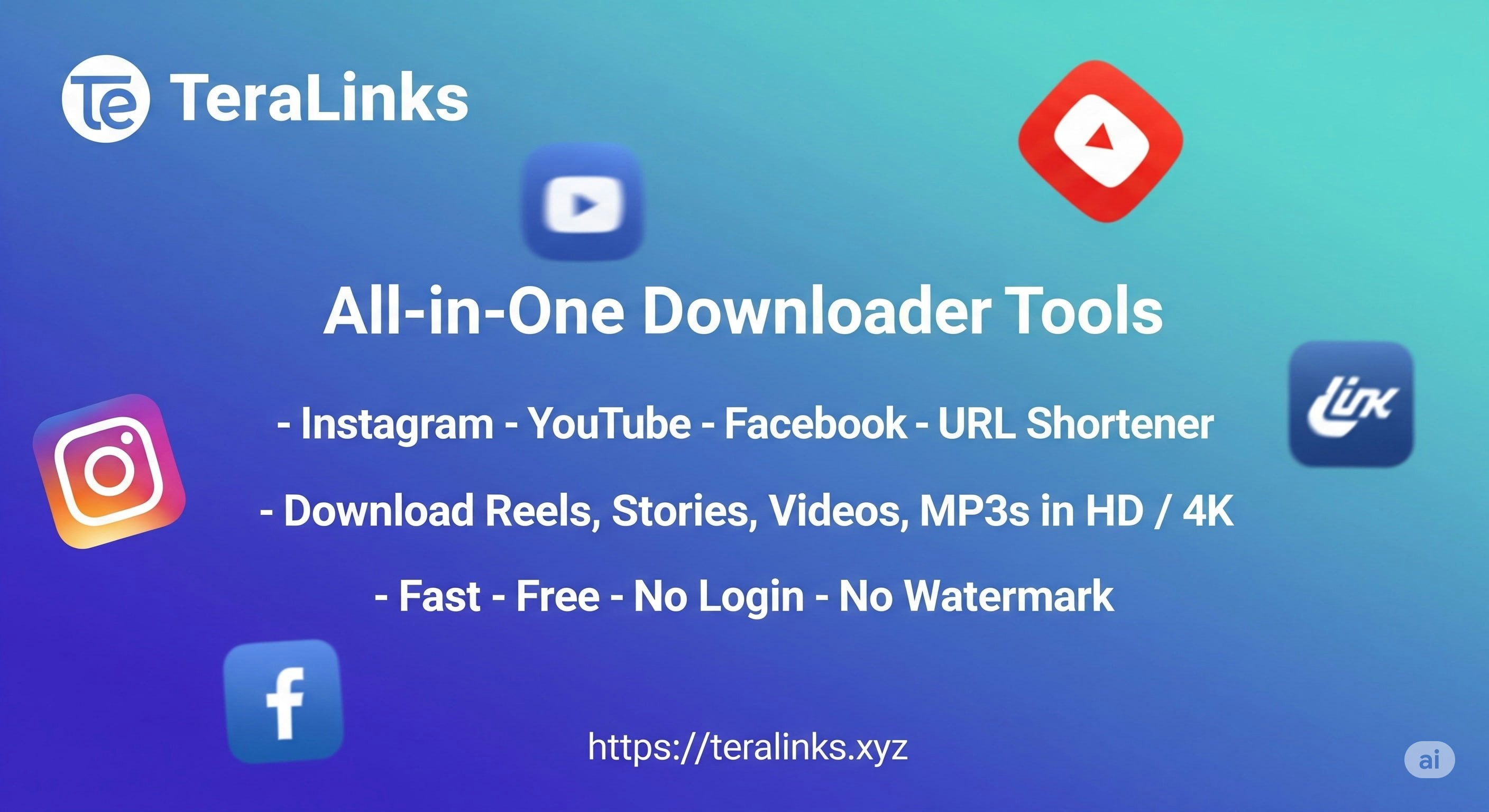 TeraLinks - Free Social Media Downloader - Main product screenshot demonstrating key features and user interface