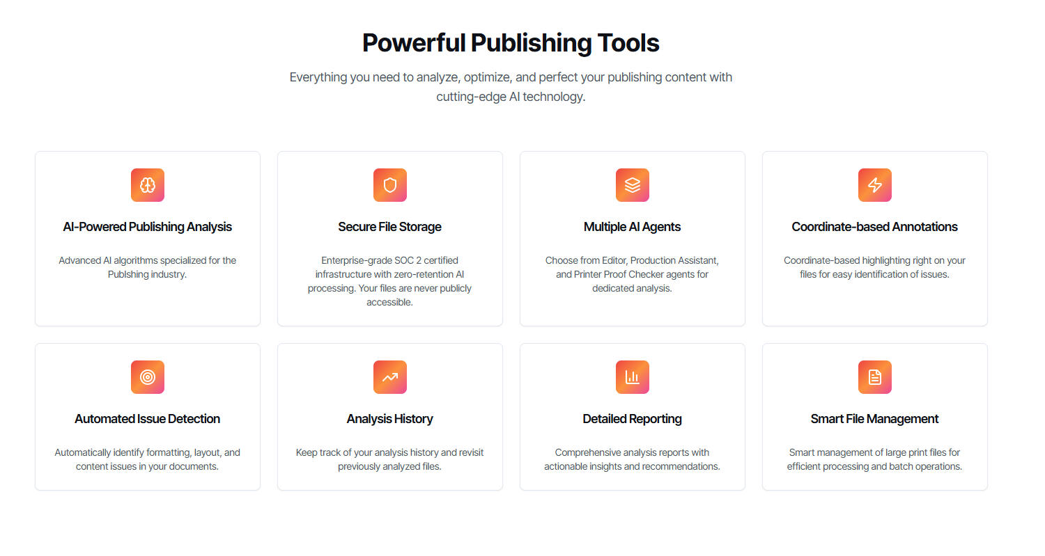 PublishingAI - Main screenshot showing features and interface
