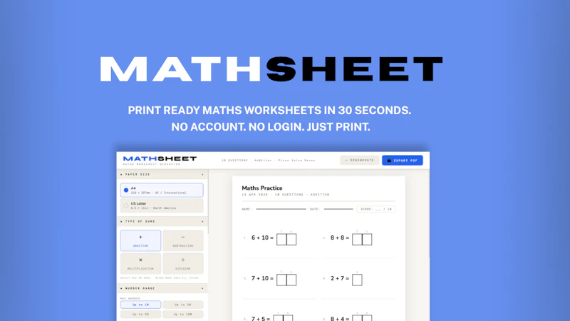 MathSheet screenshot 1