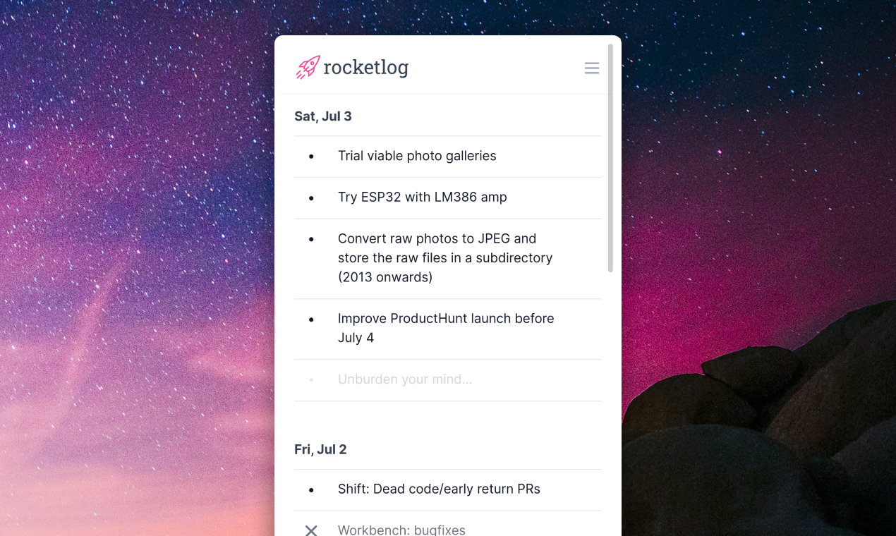 RocketLog gallery image