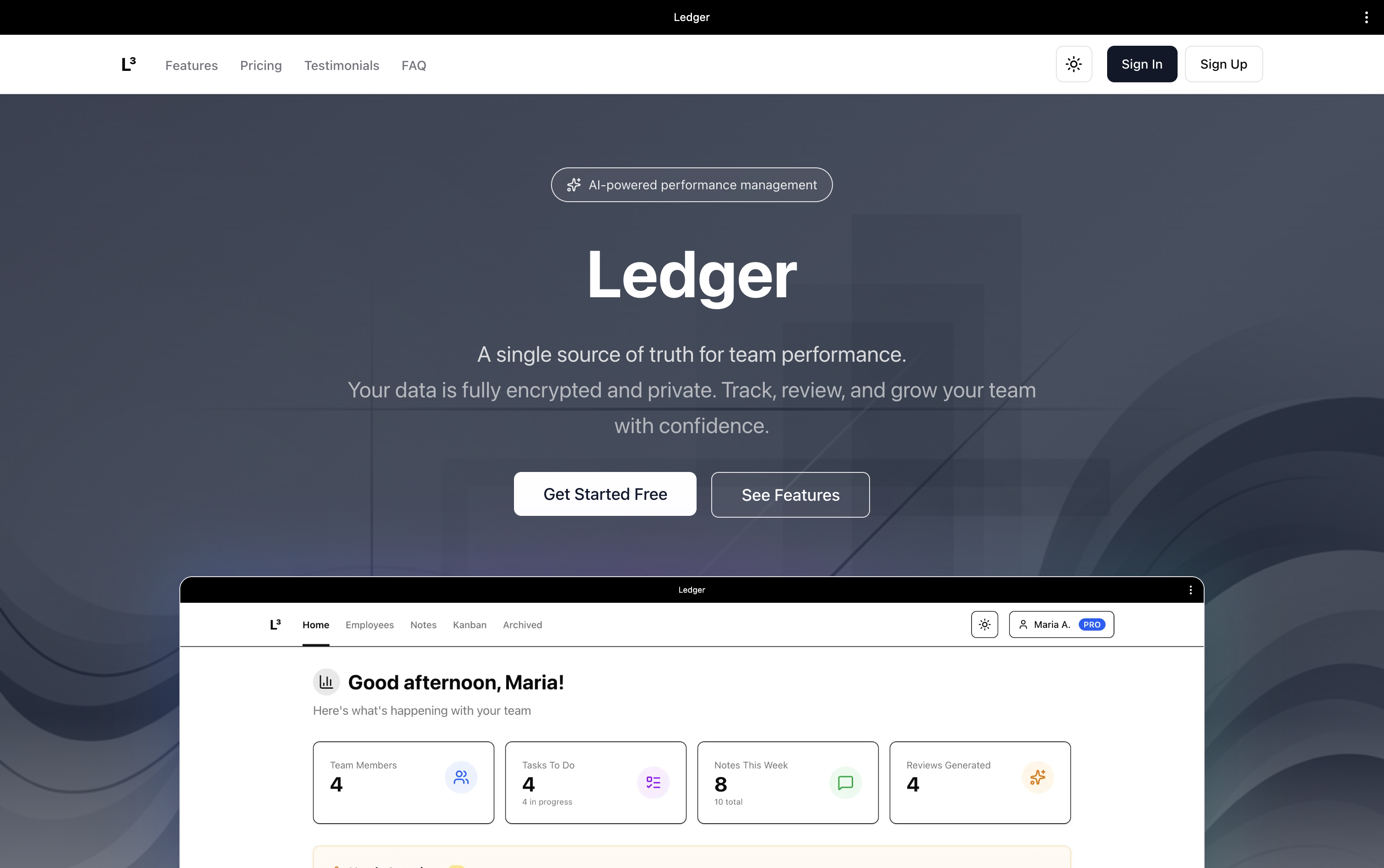 Ledger - Main product screenshot demonstrating key features and user interface