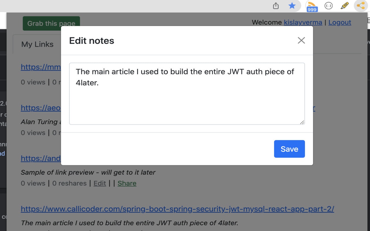 4Later - Your reading list, notes, and followers all in one place media 2