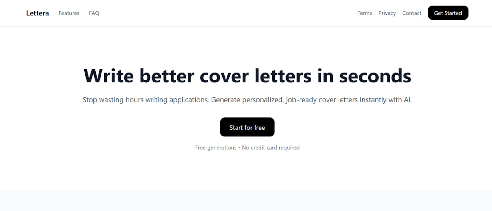 Lettera — AI Cover Letter Generator  screenshot 1