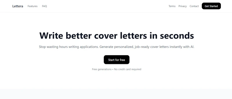 Lettera — AI Cover Letter Generator  screenshot 1