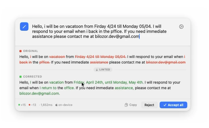 Write Lint screenshot 1