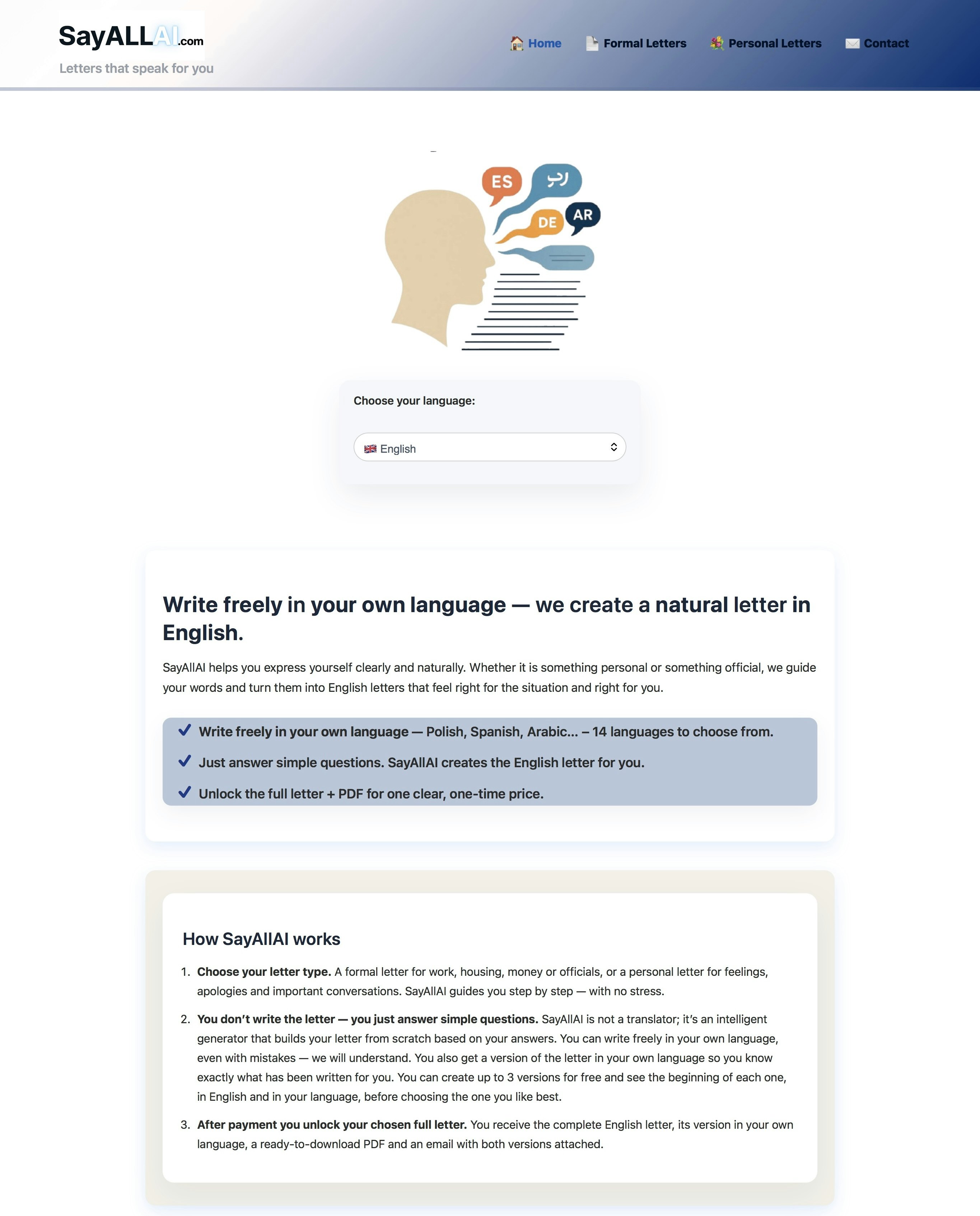 SayAllAI – AI Letter Generator gallery image
