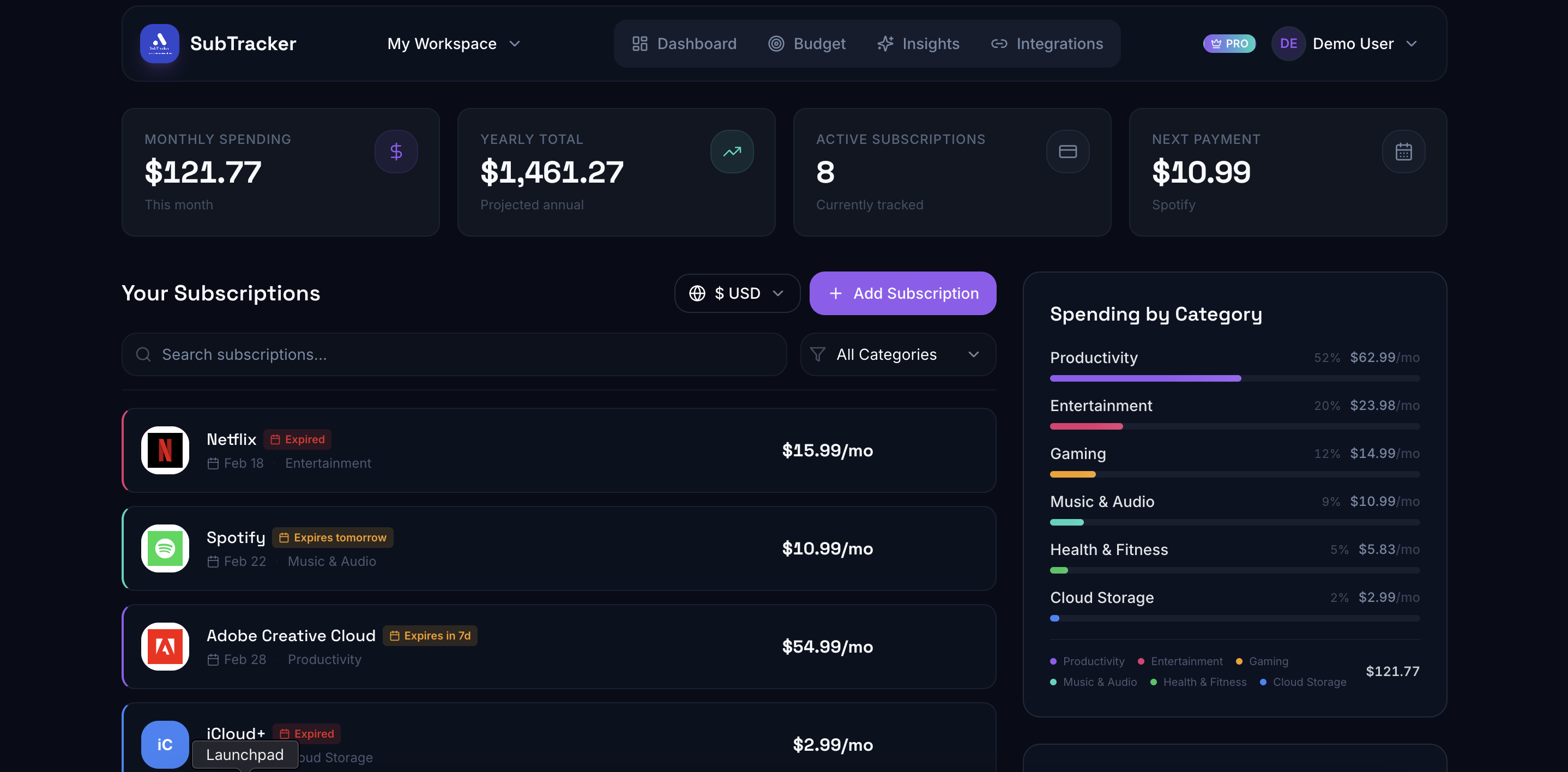 SubTracker gallery image