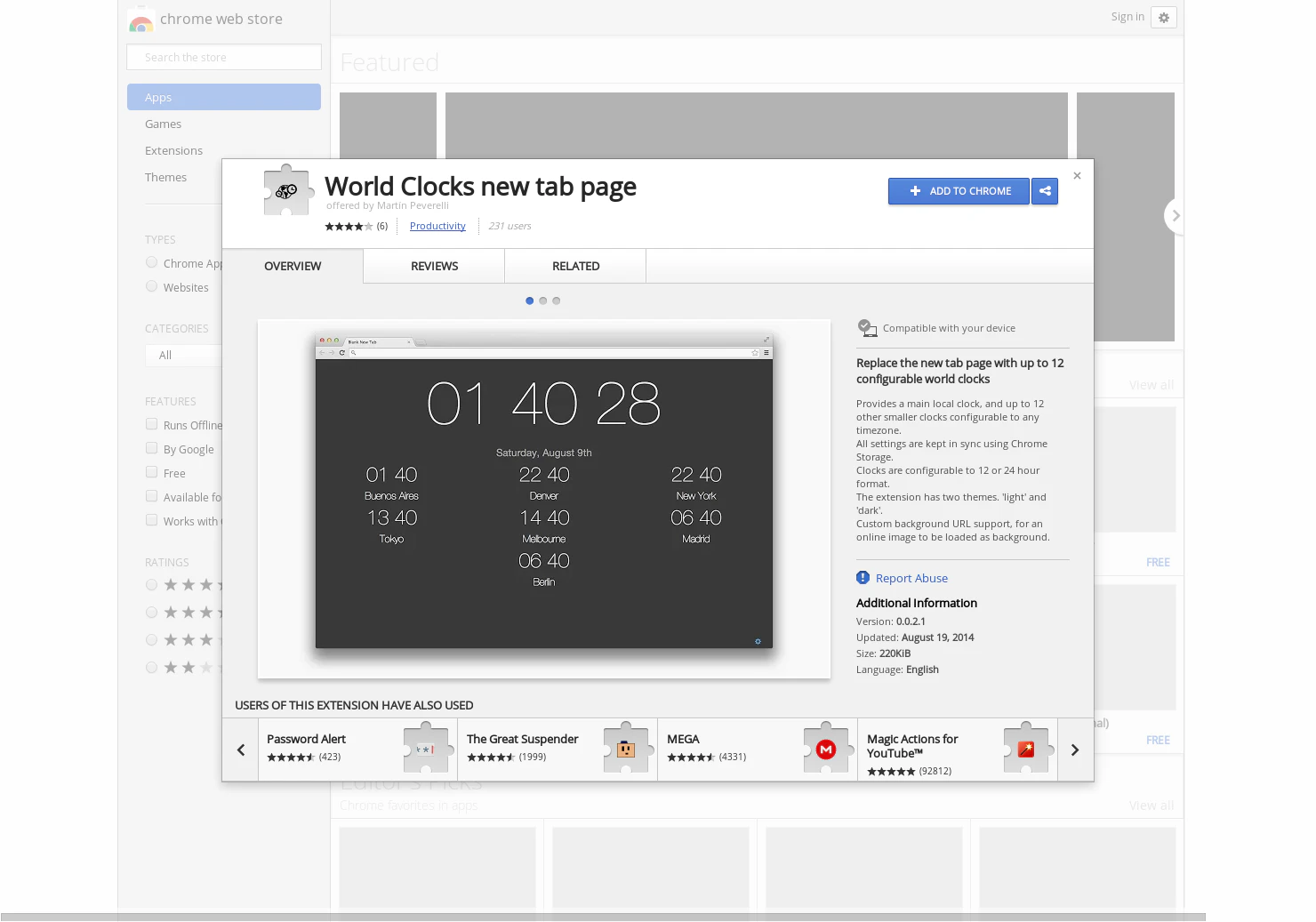 World Clocks New Tab Page