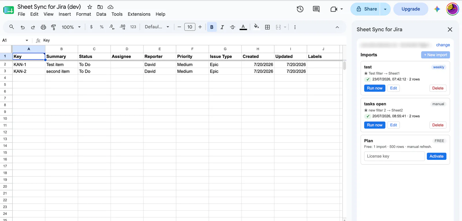 Sheet Sync for Jira screenshot 1