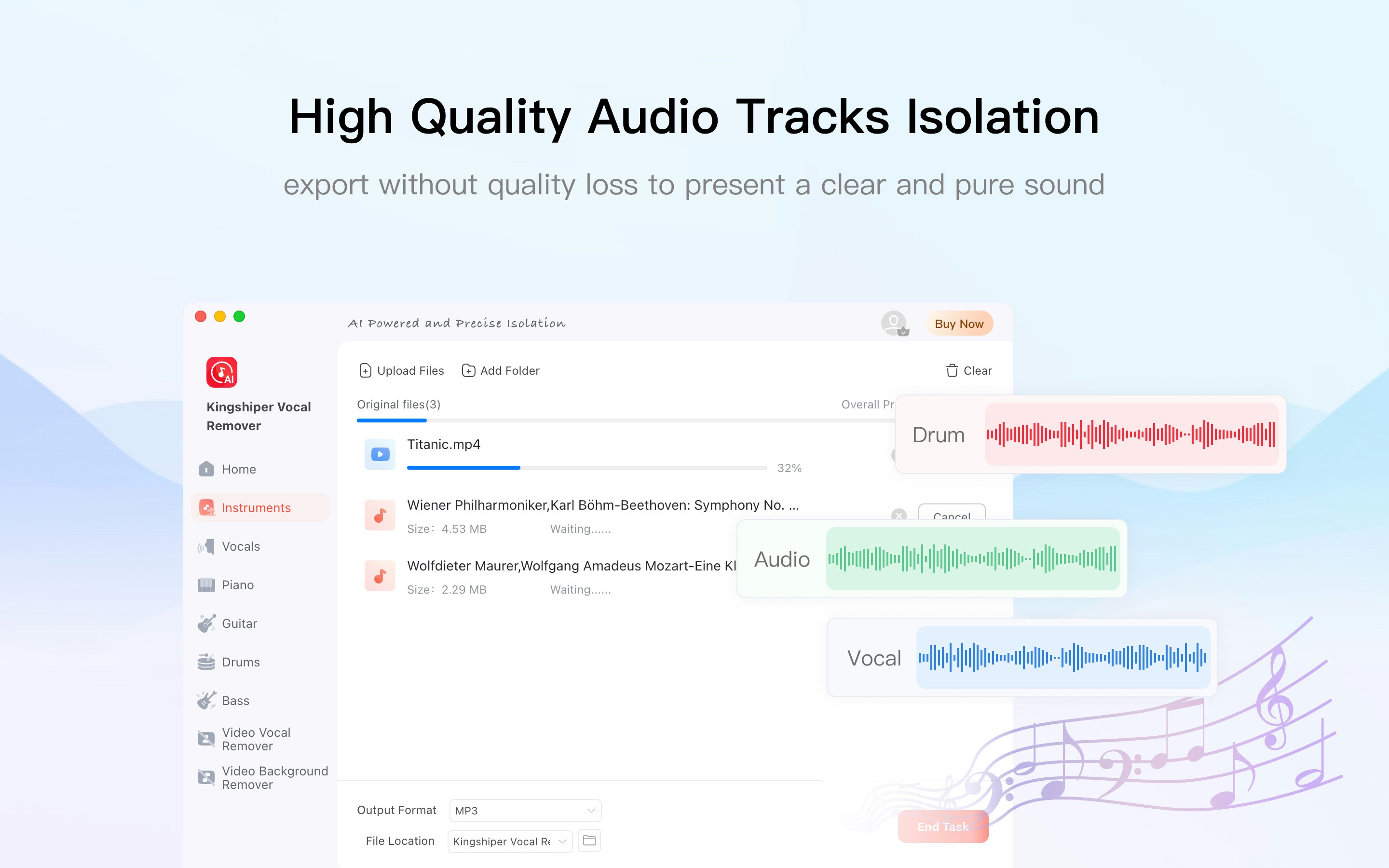 Remover vocale di Kingshiper per Mac - Rimuovi la voce/strumentali dalle tracce video e audio su Mac media 6