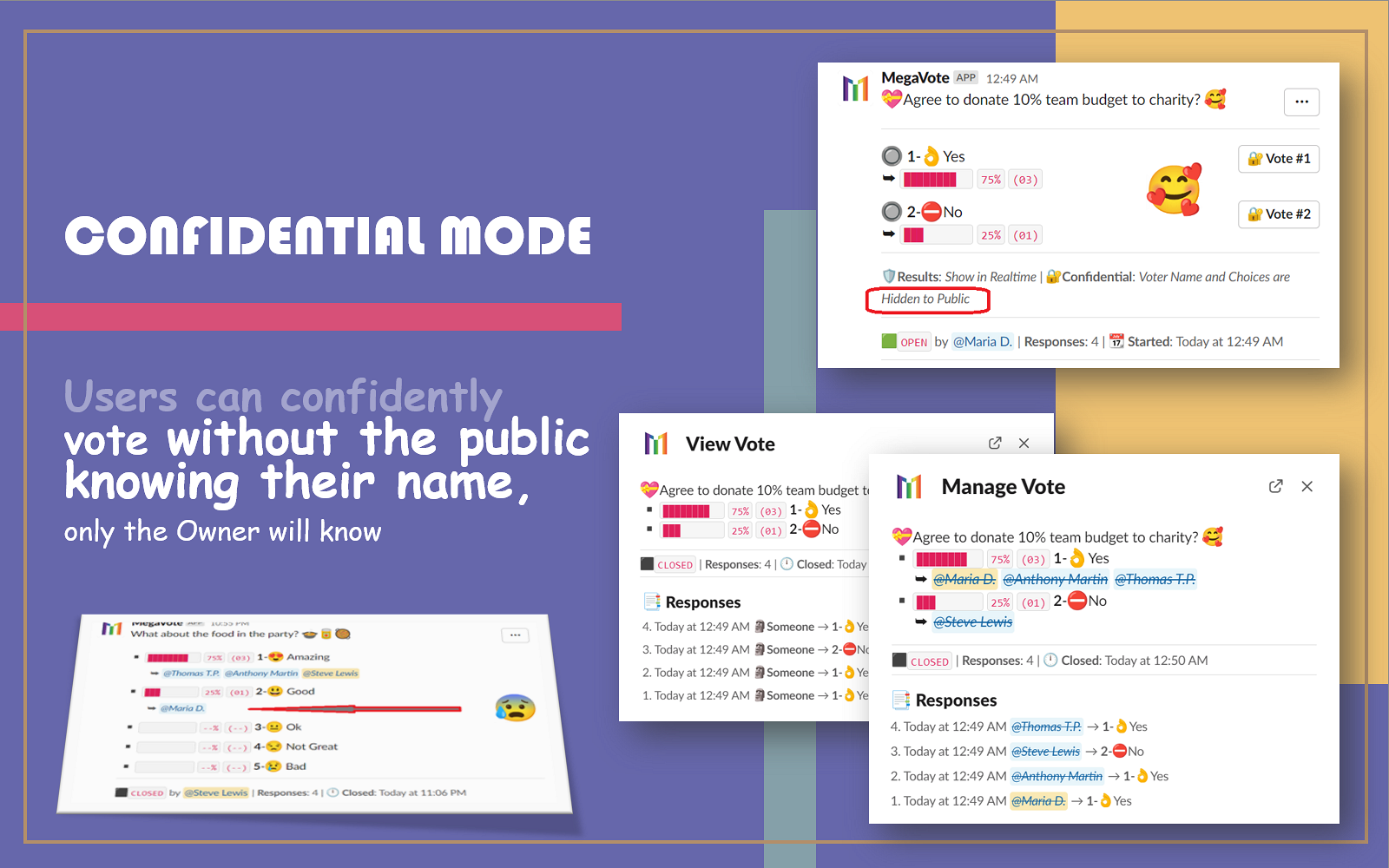 Megavote Slack 앱 - 시원하고, 풍부하고 재미있는, 여론 조사, 투표 및 설문 조사 - 무제한 무료 미디어 4