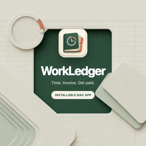 Banner del producto WorkLedger — Freelance Time, Invoices