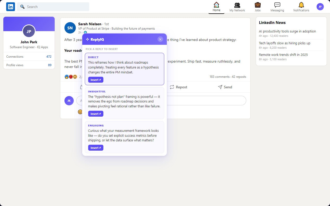 ReplyIQ – LinkedIn AI Assistant gallery image
