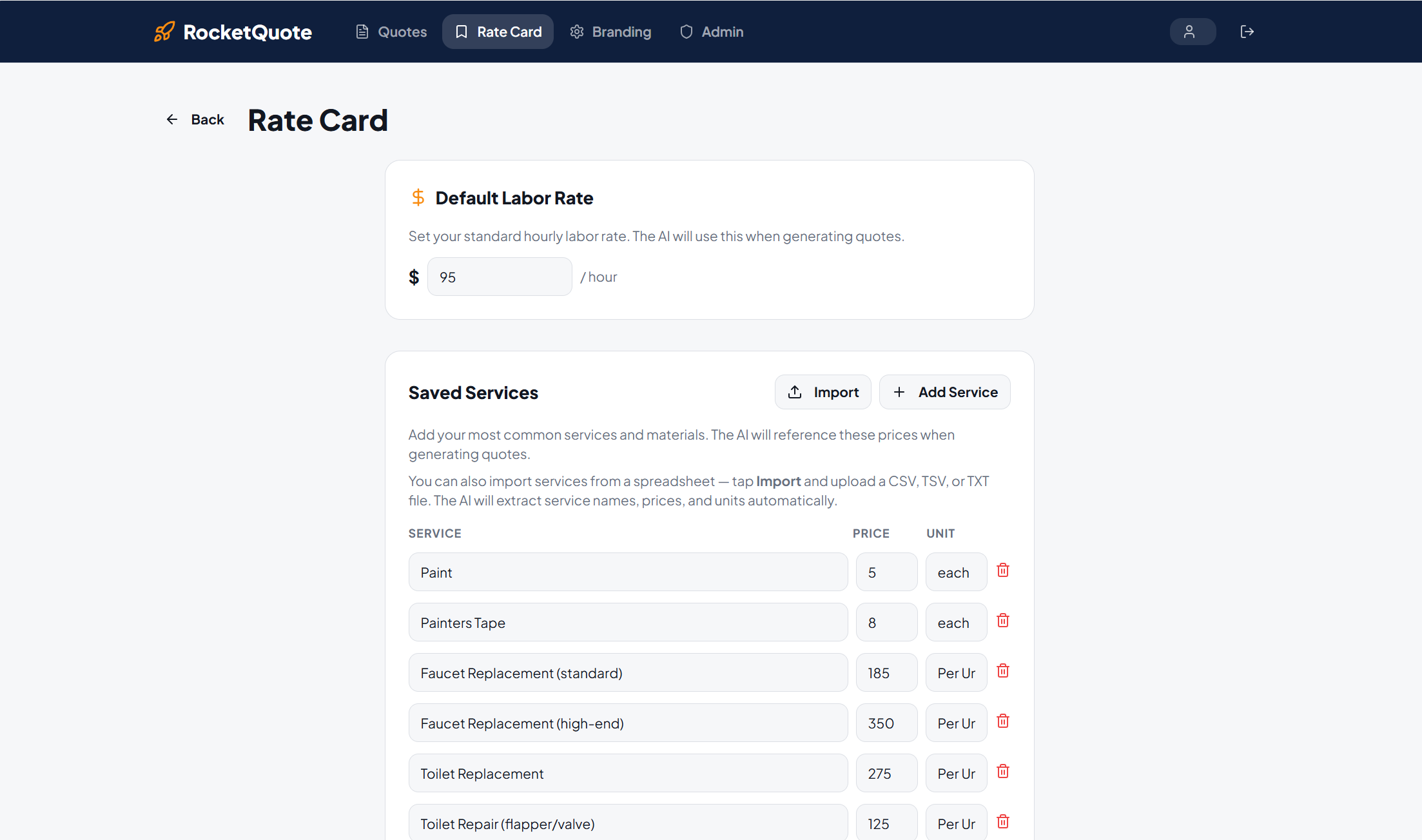 RocketQuote - Screenshot 3 showing product features and functionality