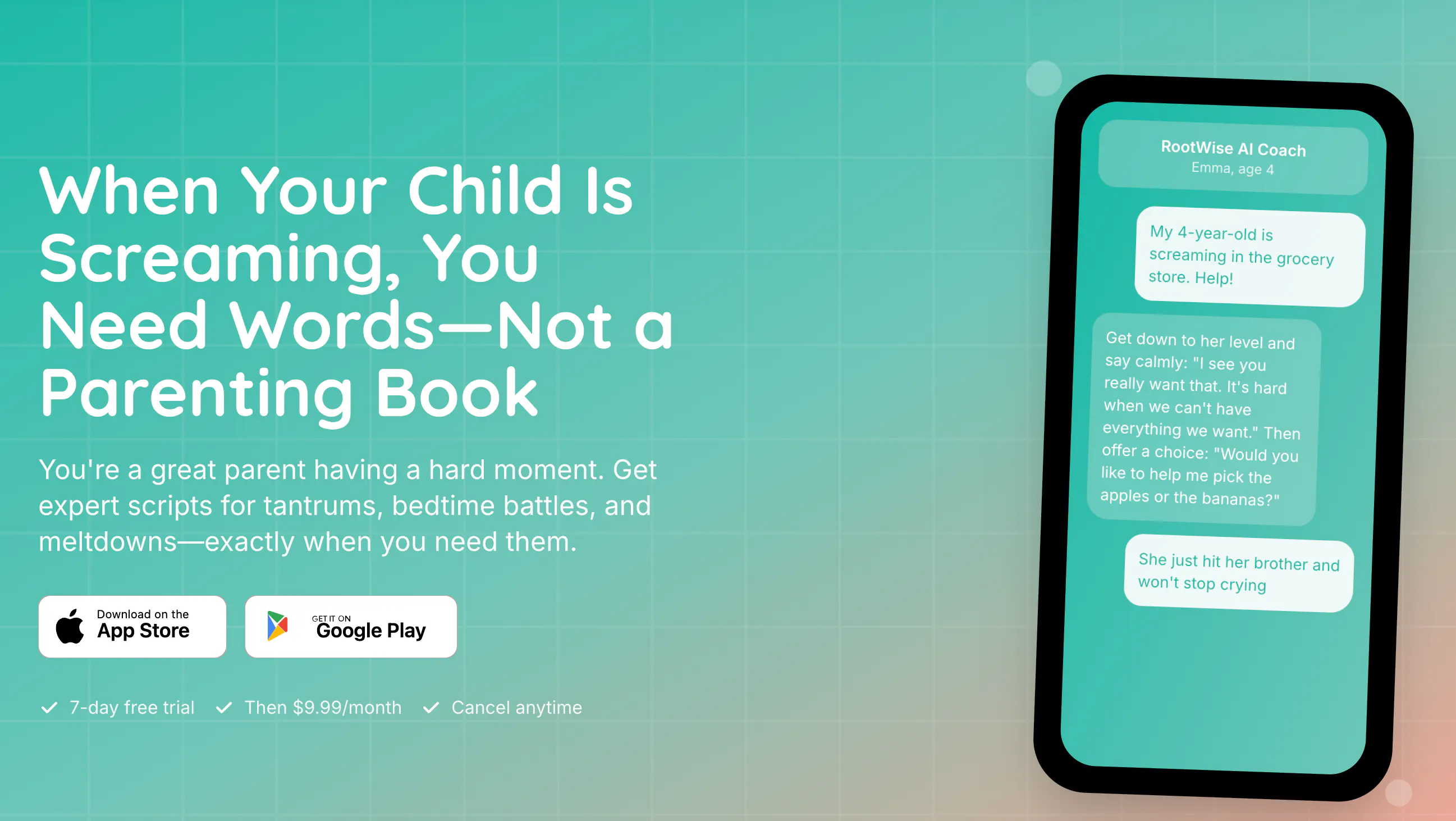 RootWise - Your AI Parenting Coach 제품 배너