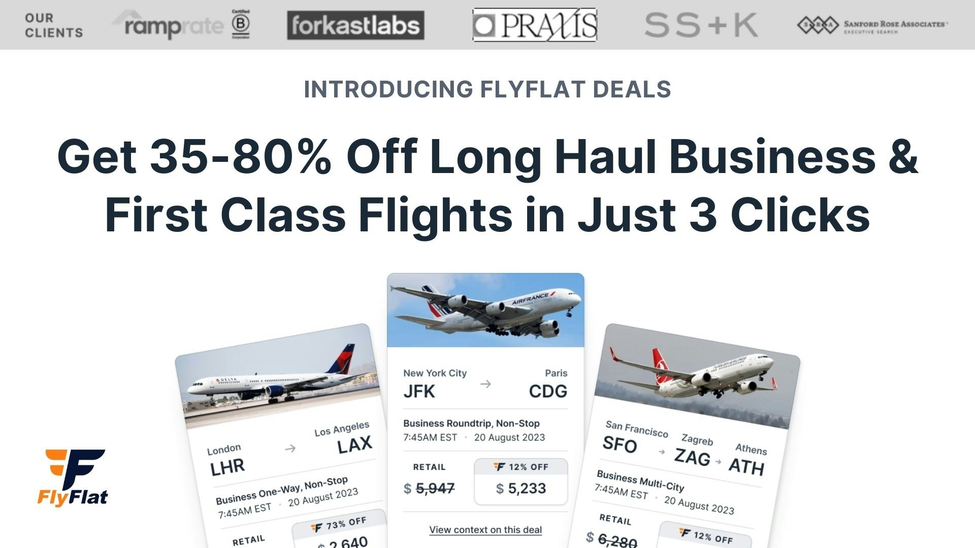 Media Flyflat giao dịch beta - Tiết kiệm 35-80% cho các chuyến bay của Business & First Class trong 3 lần nhấp 1