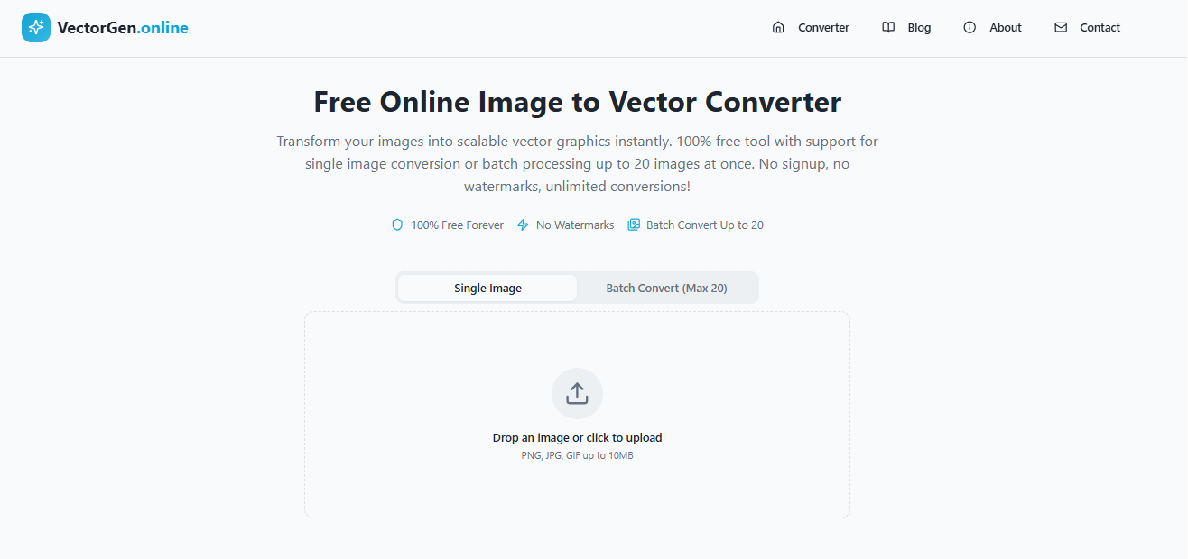 VectorGen.online - Main product screenshot demonstrating key features and user interface