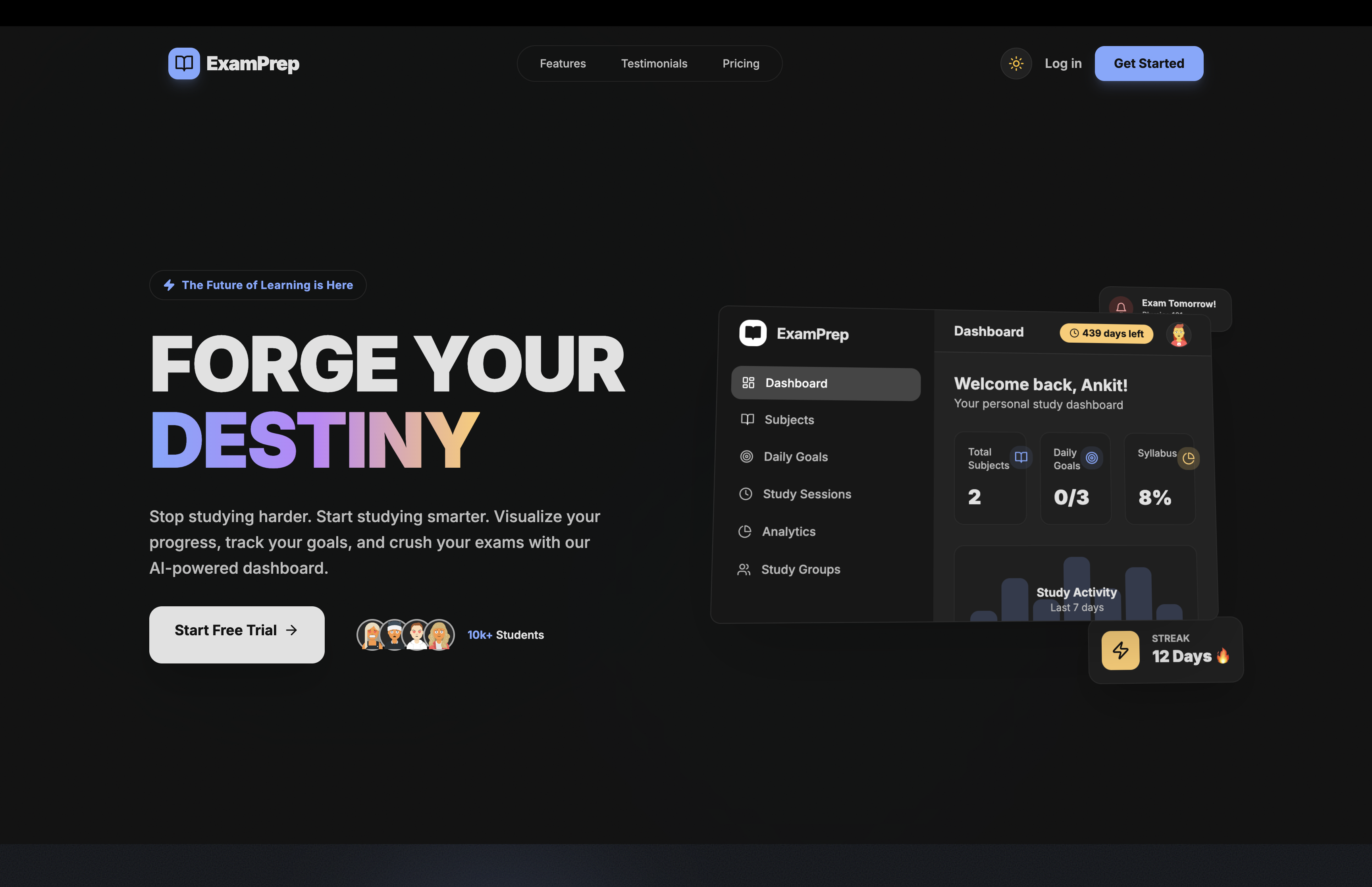 ExamPrep - Main product screenshot demonstrating key features and user interface