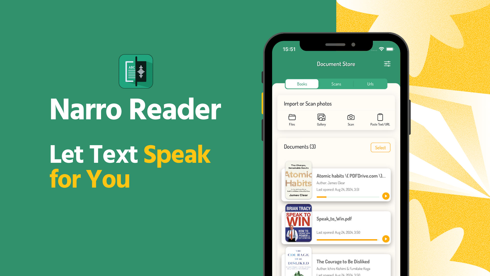 Narro Reader - Texto al lector de discursos - PDF, DOCX, Imagen, Páginas web, texto del portapapeles a Speech Reader media 1