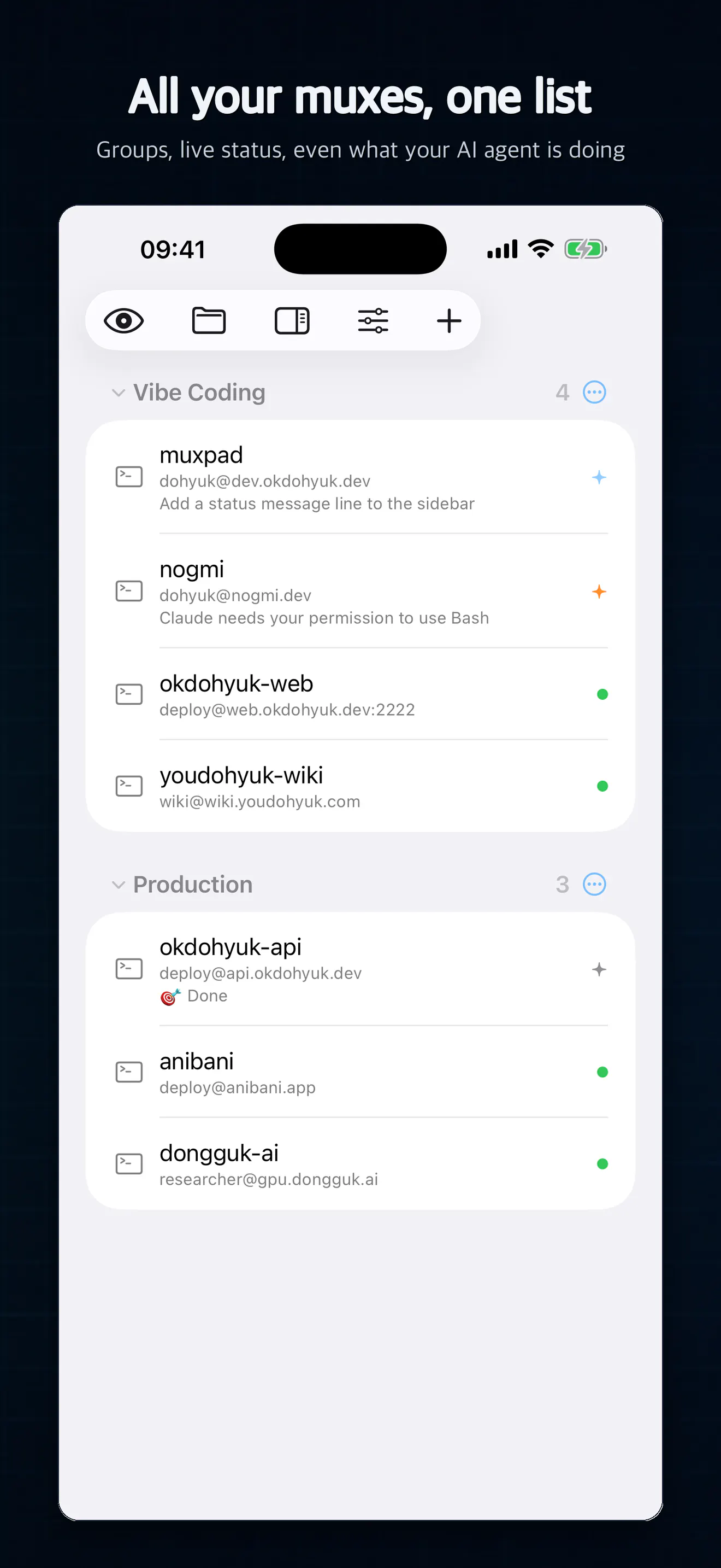 MuxPad — Native tmux terminal for Apple gallery image